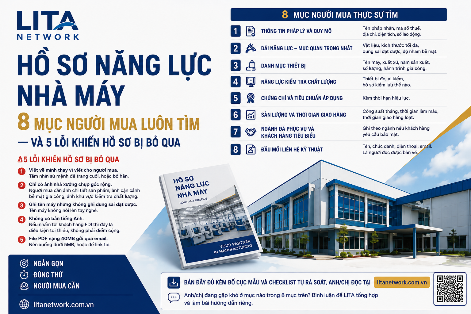 Hồ sơ năng lực nhà máy: 8 mục bắt buộc và bố cục mẫu cho doanh nghiệp sản xuất
